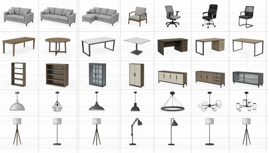 Furniture & lighting Revit family library creation