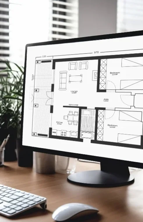 Mentions the professional office environment (modern office, wooden desk, peripherals) to establish credibility.