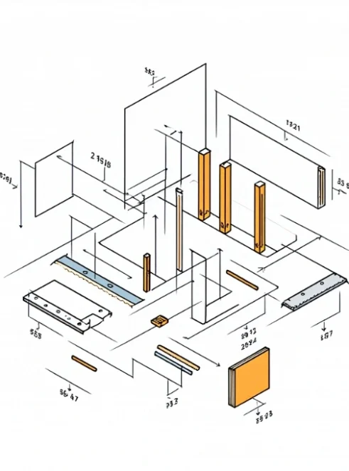 An exploded view technical drawing with precise measurements and annotations provided by Shop Drawing Services In New Mexico.