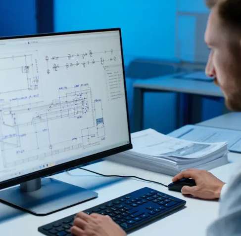 Technical engineer drafting precise shop drawings and BIM schematics for a Georgia-based construction project.